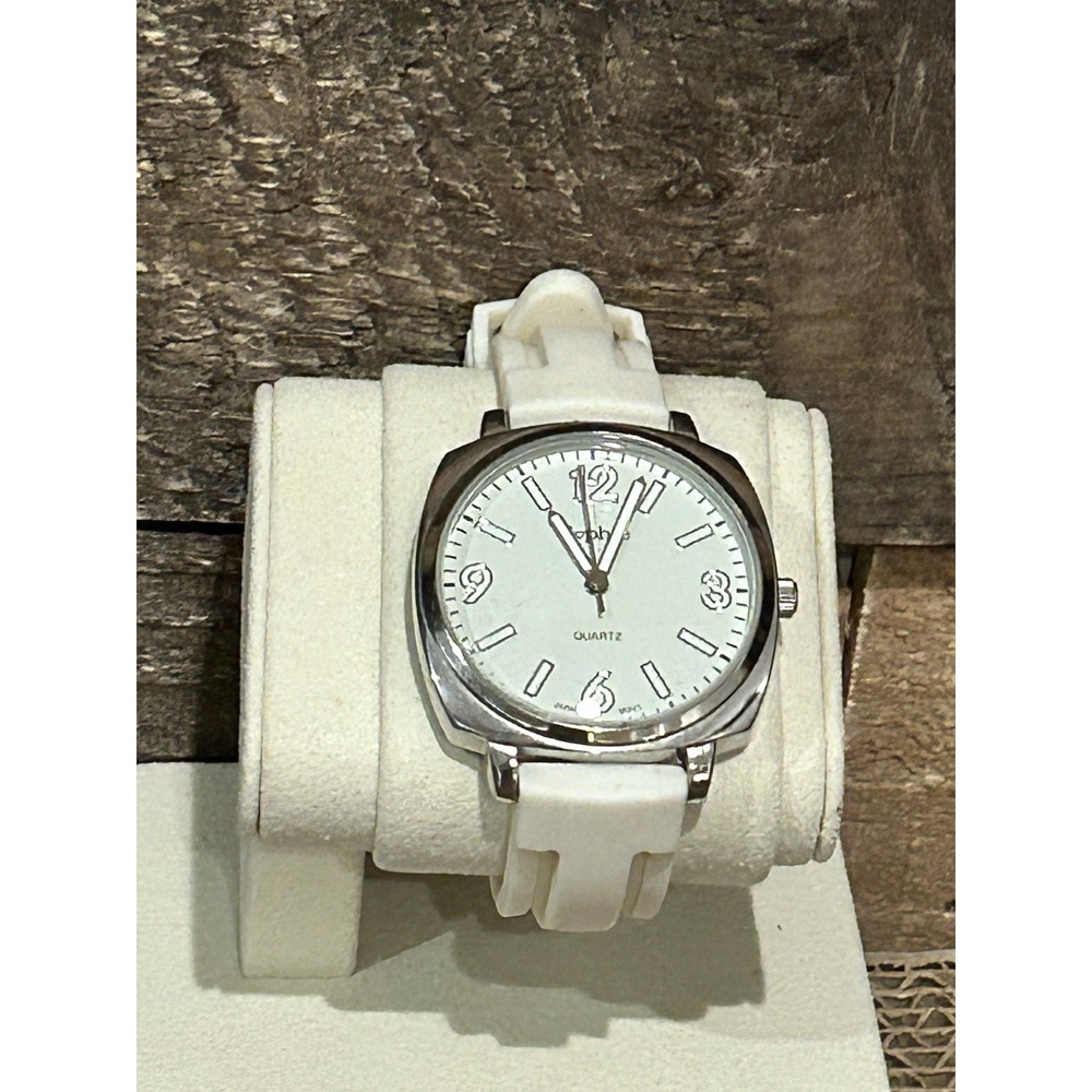 Collezio White Rubber Band‎ Quartz Watch Metal Bezel Tested/ Works